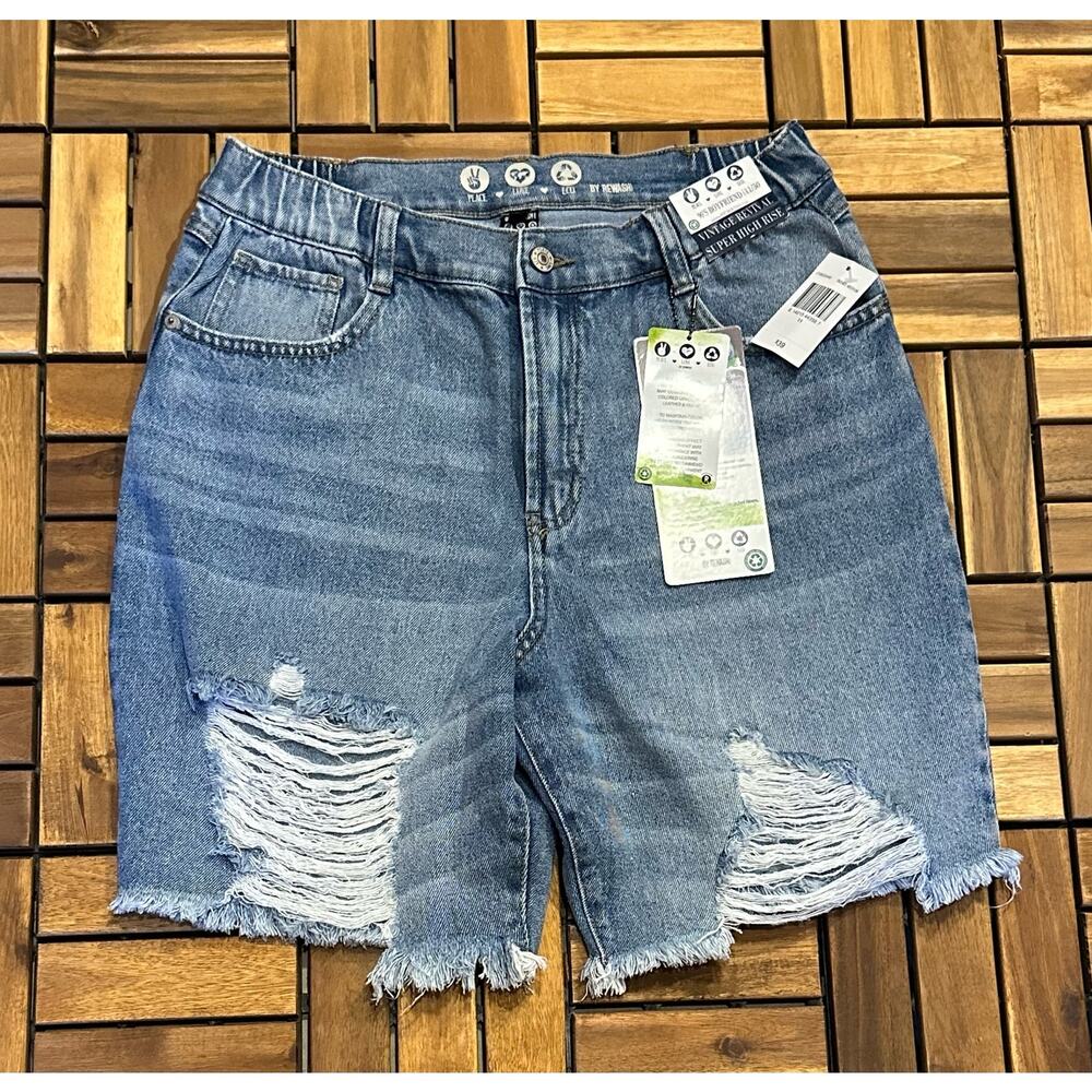 NWT REPREVE By Rewash Jean Shorts Size 11/30 Boyfriend High Rise Distressed